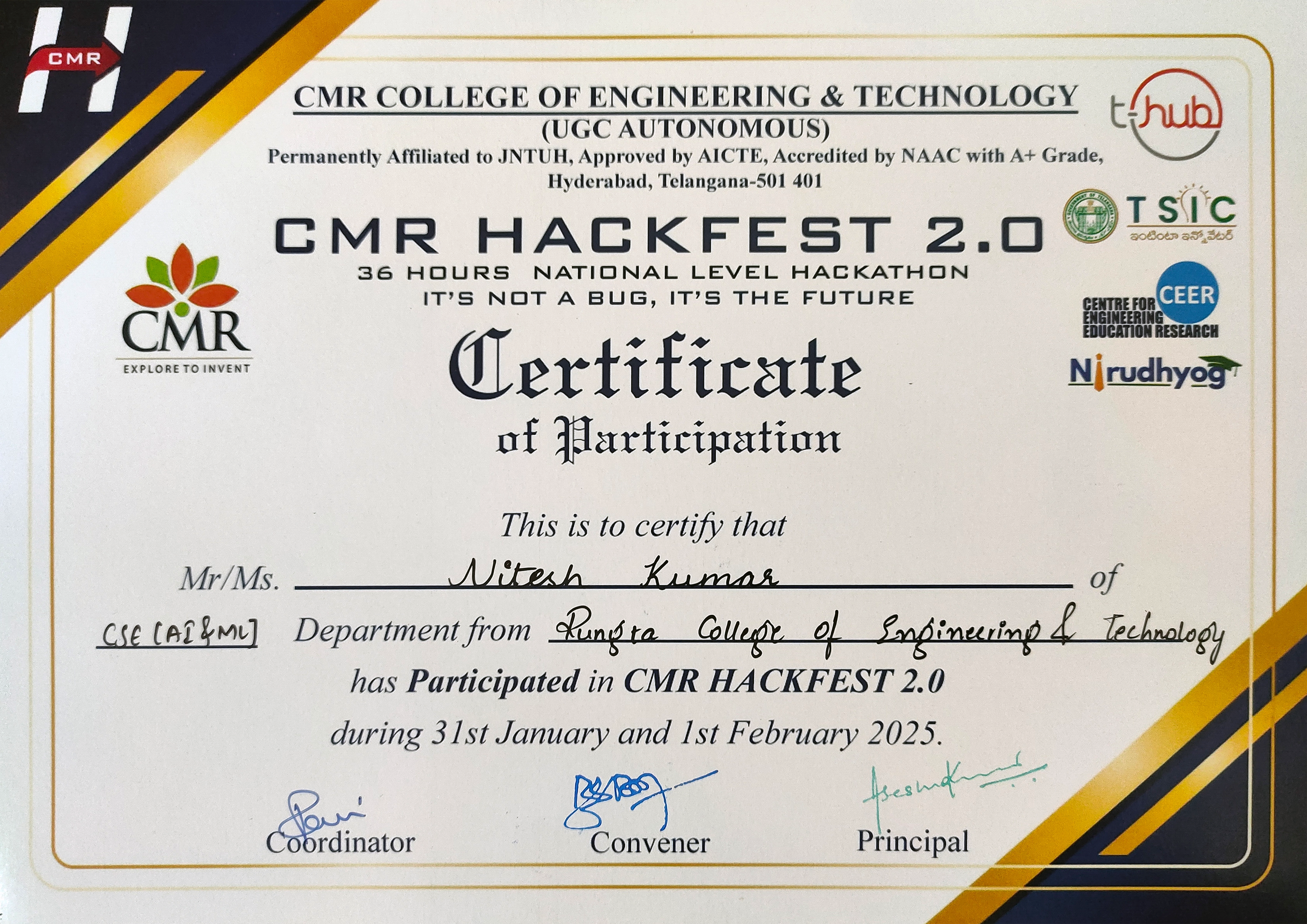 CMR Hackfest 2.0 National Level Hackathon